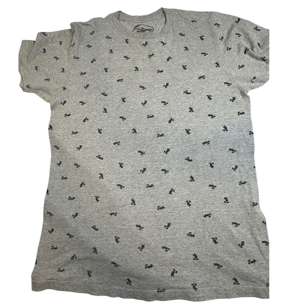 Disney Mickey Mouse All Over Print T-Shirt Heather Gray Cotton Blend Medium
